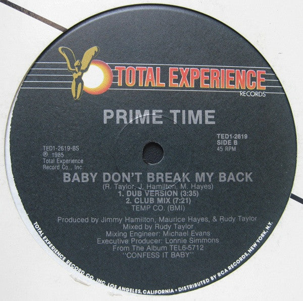 Prime Time (4) : Baby Don't Break My Back (12")