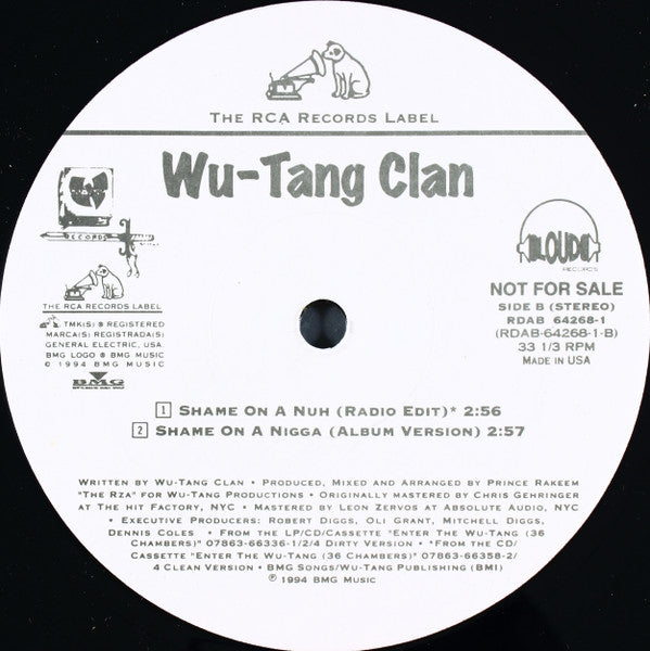 Wu-Tang Clan : Wu-Tang Clan Ain't Nuthing Ta F' Wit / Shame On A Nigga (12", Promo)