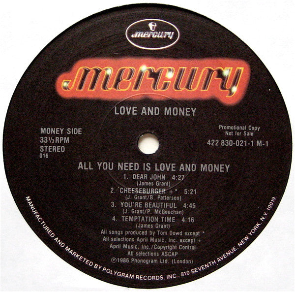 Love And Money : All You Need Is... (LP, Album, Promo)