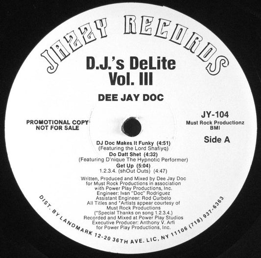 DJ Doc : D.J.'s DeLite Vol. III (12", Promo)