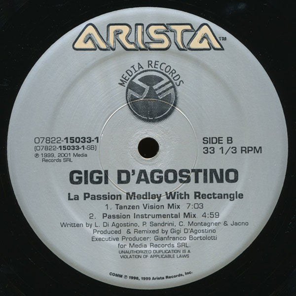 Gigi D'Agostino : La Passion With Rectangle (12")