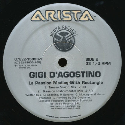 Gigi D'Agostino : La Passion With Rectangle (12")