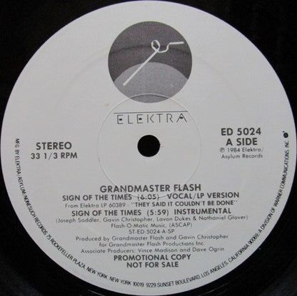 Grandmaster Flash : Sign Of The Times (12", Single, Promo)