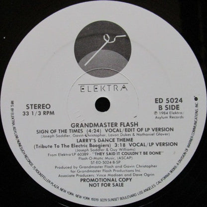 Grandmaster Flash : Sign Of The Times (12", Single, Promo)