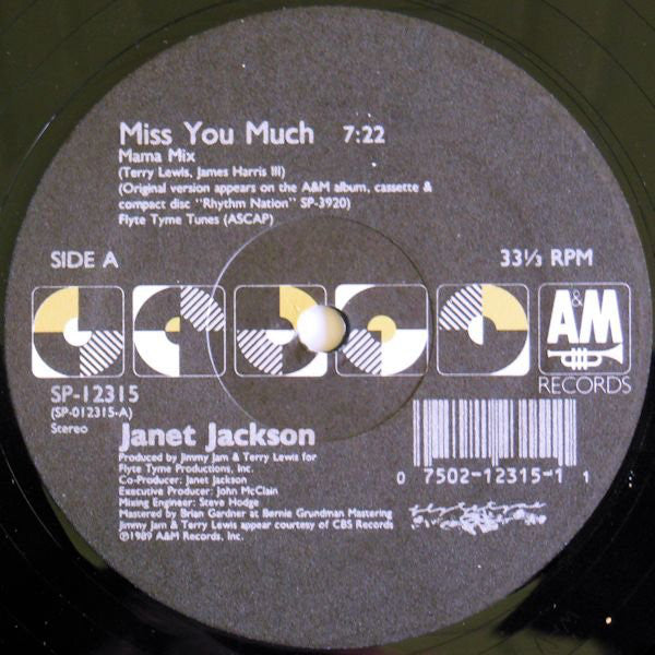 Janet Jackson : Miss You Much (12", Single)