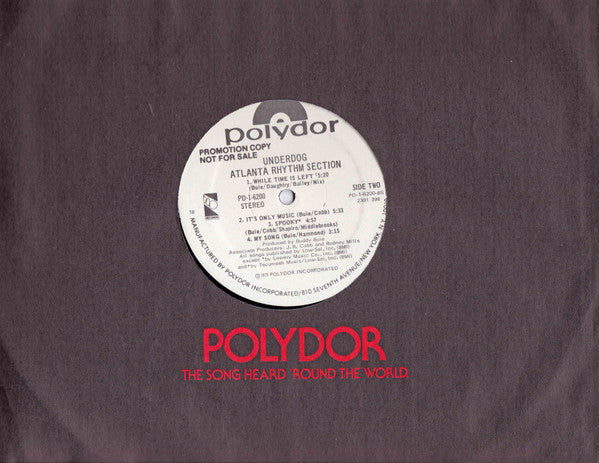 Atlanta Rhythm Section : Underdog (LP, Album, Promo)