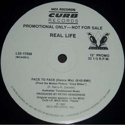 Real Life : Face To Face (12", Single, Promo)