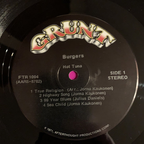 Hot Tuna : Burgers (LP, Album, Roc)