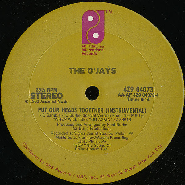 The O'Jays : Put Our Heads Together (12")