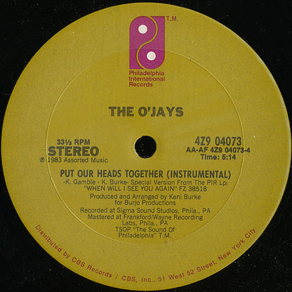 The O'Jays : Put Our Heads Together (12")