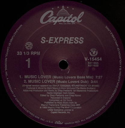 S'Express : Music Lover (12", Single)