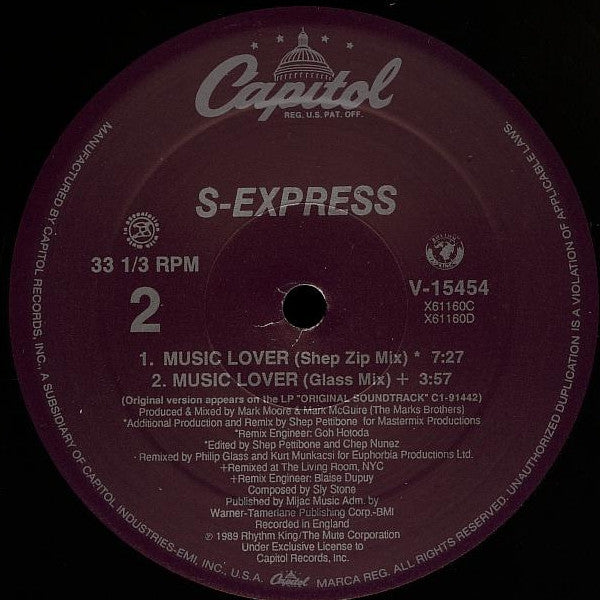 S'Express : Music Lover (12", Single)