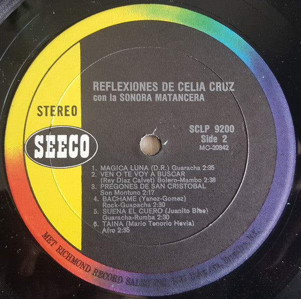 Celia Cruz Con La Sonora Matancera : Reflexiones De Celia Cruz (LP, Album, RE)