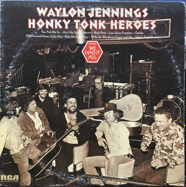 Waylon Jennings : Honky Tonk Heroes (LP, Album, Ind)