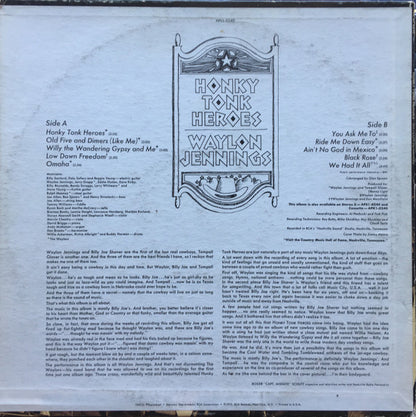 Waylon Jennings : Honky Tonk Heroes (LP, Album, Ind)