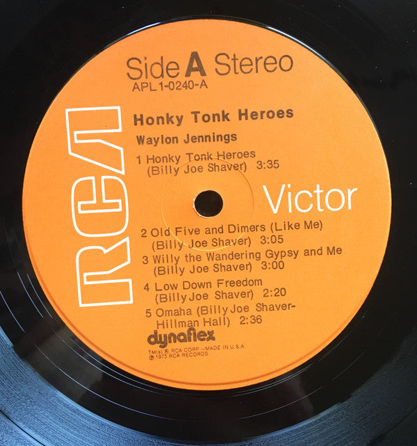Waylon Jennings : Honky Tonk Heroes (LP, Album, Ind)