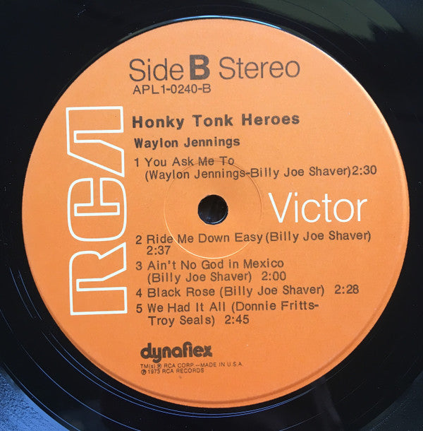 Waylon Jennings : Honky Tonk Heroes (LP, Album, Ind)