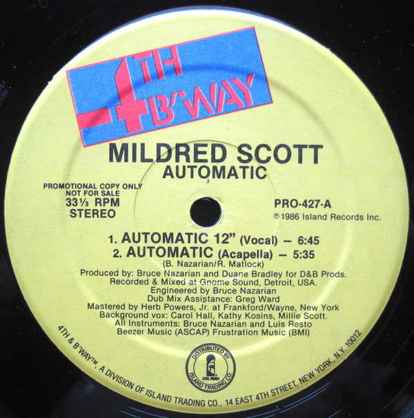 Millie Scott : Automatic (12", Single, Promo)