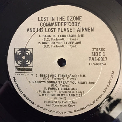 Commander Cody And His Lost Planet Airmen : Lost In The Ozone (LP, Album)