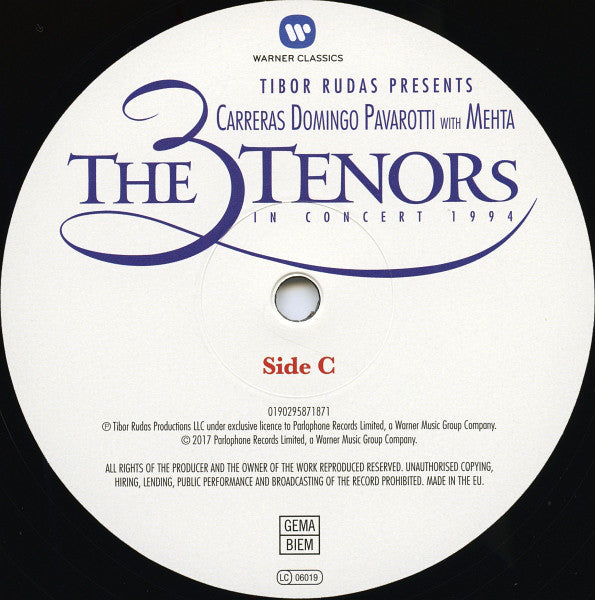 José Carreras - Placido Domingo - Luciano Pavarotti with Zubin Mehta : The 3 Tenors In Concert 1994 (2xLP, Album, RE)