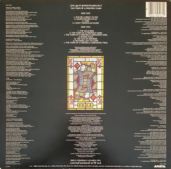 The Alan Parsons Project : The Turn Of A Friendly Card (LP, Album, Ter)
