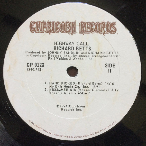 Dickey Betts : Highway Call (LP, Album, Pit)