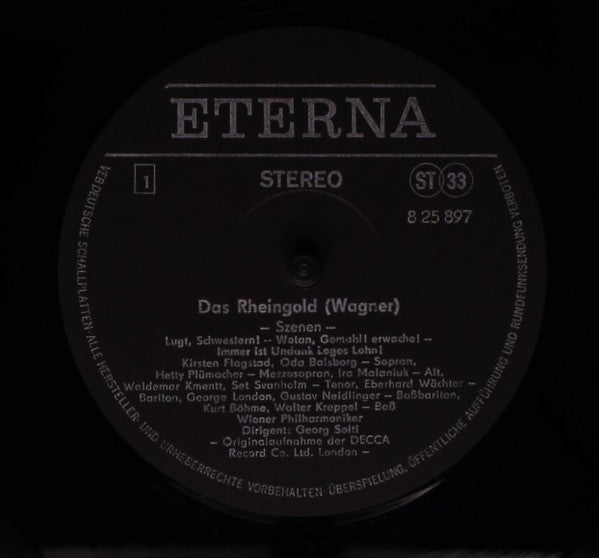 Richard Wagner, George London (2), Set Svanholm, Gustav Neidlinger, Eberhard Wächter, Waldemar Kmentt, Kurt Böhme, Walter Kreppel, Kirsten Flagstad, Claire Watson, Jean Madeira, Wiener Philharmoniker, Georg Solti : Das Rheingold (Szenen) (LP)