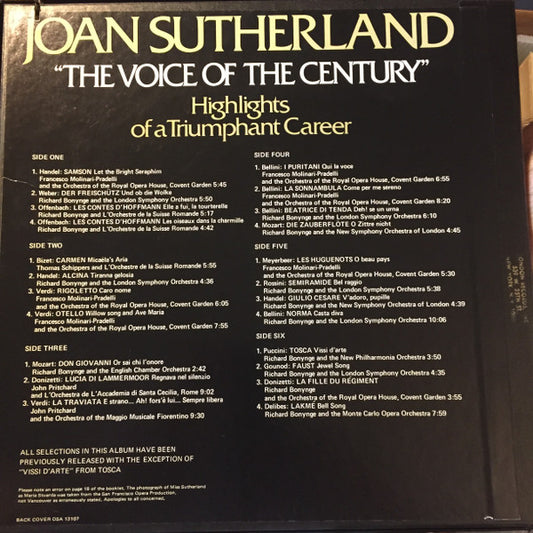 Joan Sutherland : The Voice Of The Century:  Highlights Of A Triumphant Career (3xLP, Comp + Box)
