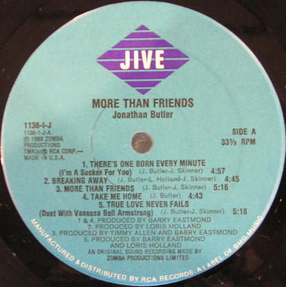 Jonathan Butler : More Than Friends (LP, Album)