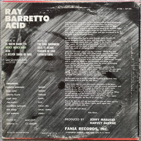 Ray Barretto : Acid (LP, Album, RP, Clo)