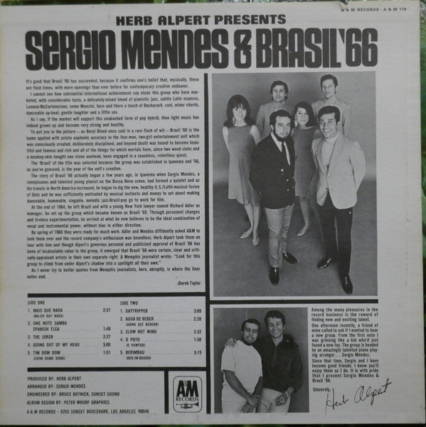 Herb Alpert Presents Sérgio Mendes & Brasil '66 : Herb Alpert Presents Sergio Mendes & Brasil '66 (LP, Album, RP, Pit)