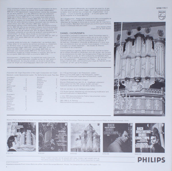 Johann Sebastian Bach − Daniel Chorzempa : <Orgelbüchlein> (BWV 599-644) (2xLP)