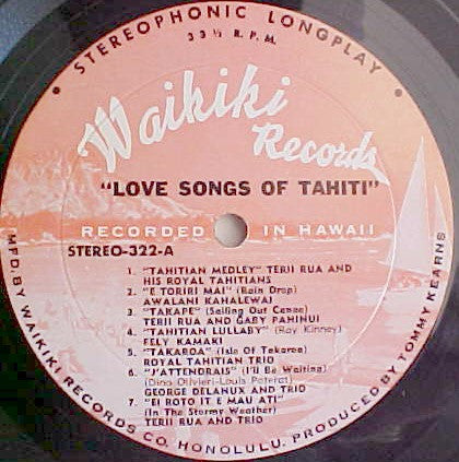 Various : Love Songs Of Tahiti (LP, Comp)