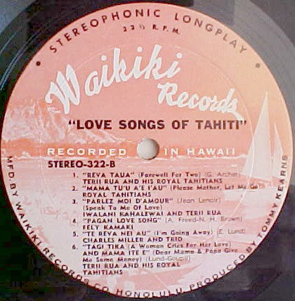 Various : Love Songs Of Tahiti (LP, Comp)