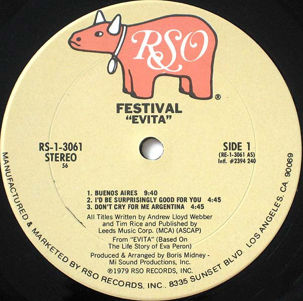 Festival (2) : Evita (LP, Album, Mixed, 56 )