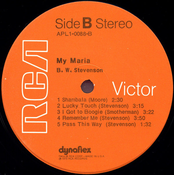 B.W. Stevenson : My Maria (LP, Album, Ind)