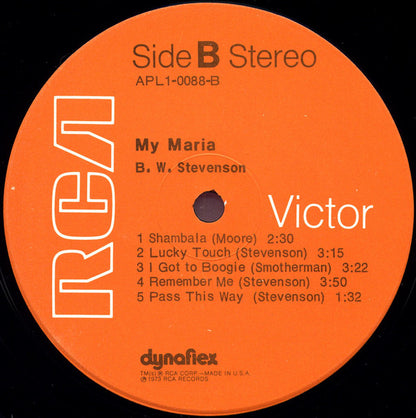B.W. Stevenson : My Maria (LP, Album, Ind)