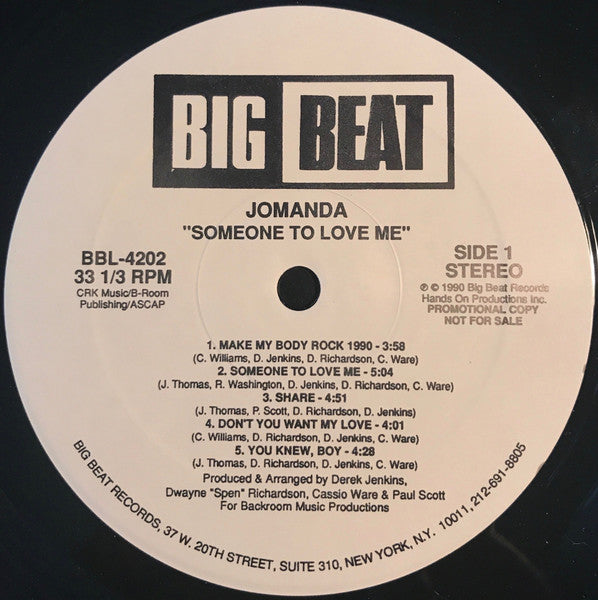 Jomanda : Someone To Love Me (LP, Album, Promo)