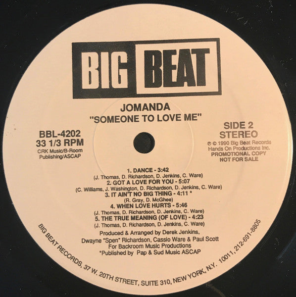 Jomanda : Someone To Love Me (LP, Album, Promo)