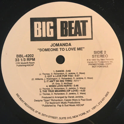 Jomanda : Someone To Love Me (LP, Album, Promo)