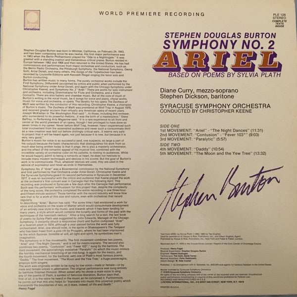 Stephen Douglas Burton : Symphony No. 2 "Ariel" (LP, Gat)