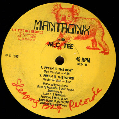 Mantronix With MC Tee : Fresh Is The Word (12")