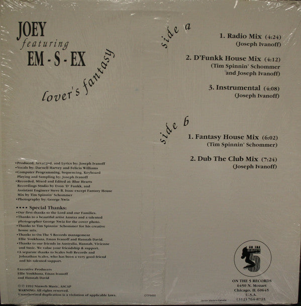 Joey Feat. Em-S-Ex : Lover's Fantasy (12")