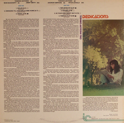 Toshiko Akiyoshi Trio : Dedications (LP, Album)