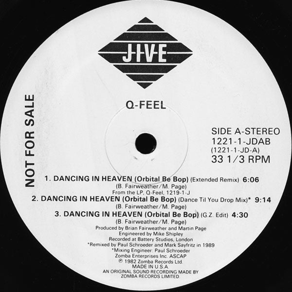 Q-Feel : Dancing In Heaven (Orbital Be Bop) (12", Single, Promo)
