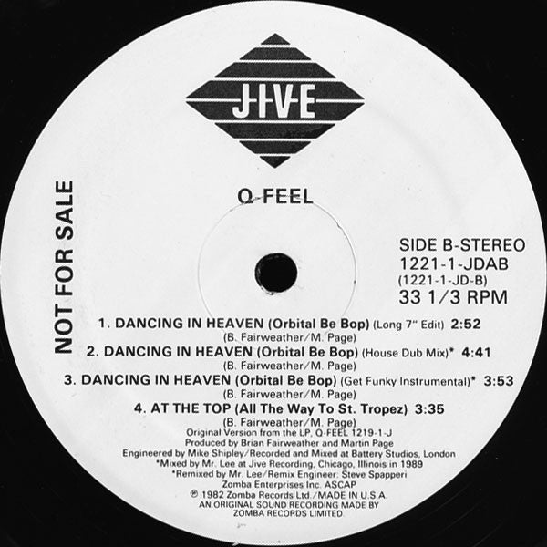 Q-Feel : Dancing In Heaven (Orbital Be Bop) (12", Single, Promo)