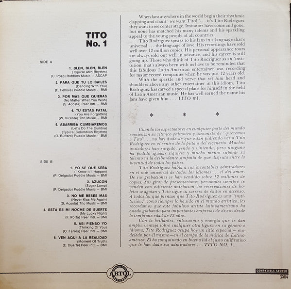 Tito Rodriguez : Tito No. 1 (LP, RE)
