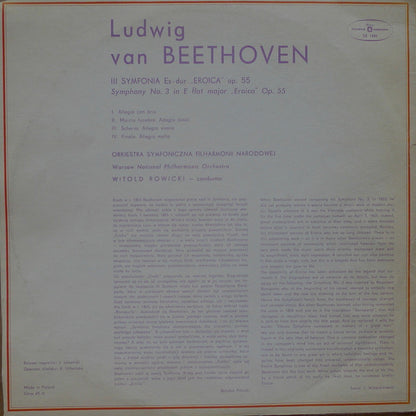 Ludwig van Beethoven, Orkiestra Symfoniczna Filharmonii Narodowej, Witold Rowicki : Symphony No. 3 In E-Flat, Op. 55 "Eroica" (LP, Bla)