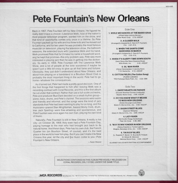 Pete Fountain : Pete Fountain's New Orleans (LP, Album, RE, RP)