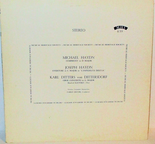 Michael Haydn, Joseph Haydn, Carl Ditters von Dittersdorf, Wiener Kammerorchester, Carlo Zecchi : Symphony In D Major / Overture In C Major To "L'Infedeltà Delusa" / Oboe Concerto In G Major (LP)